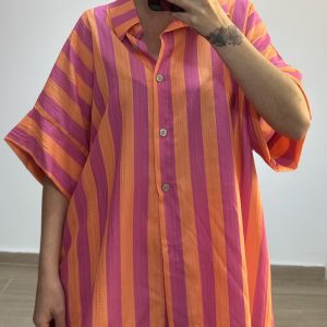 Camisa Bambula Rosa y Naranja